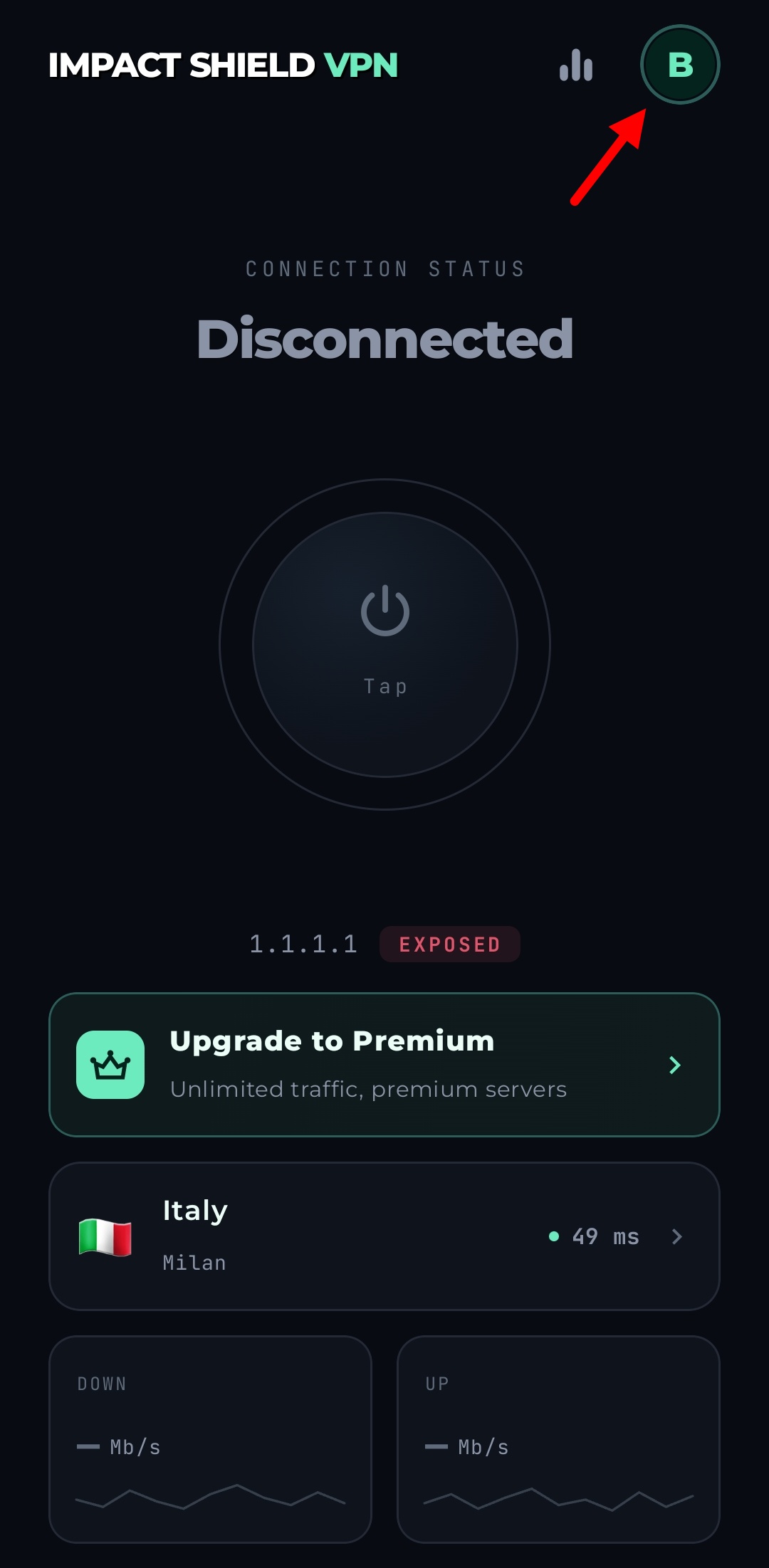 Open profile menu